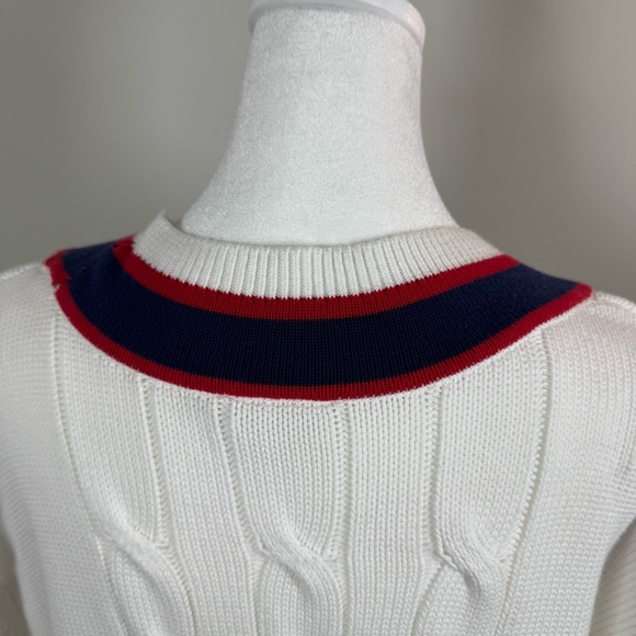 The Upside Cable Knit Varsity Sweater, Old Money, Preppy, Tenniscore, Size M - Picture 13 of 16